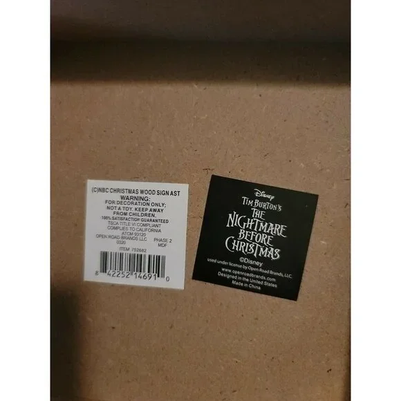 New Nightmare Before Christmas Wooden Plaque Jolly Christmas 6x6 Jack Zero Sign - Picture 3 of 5